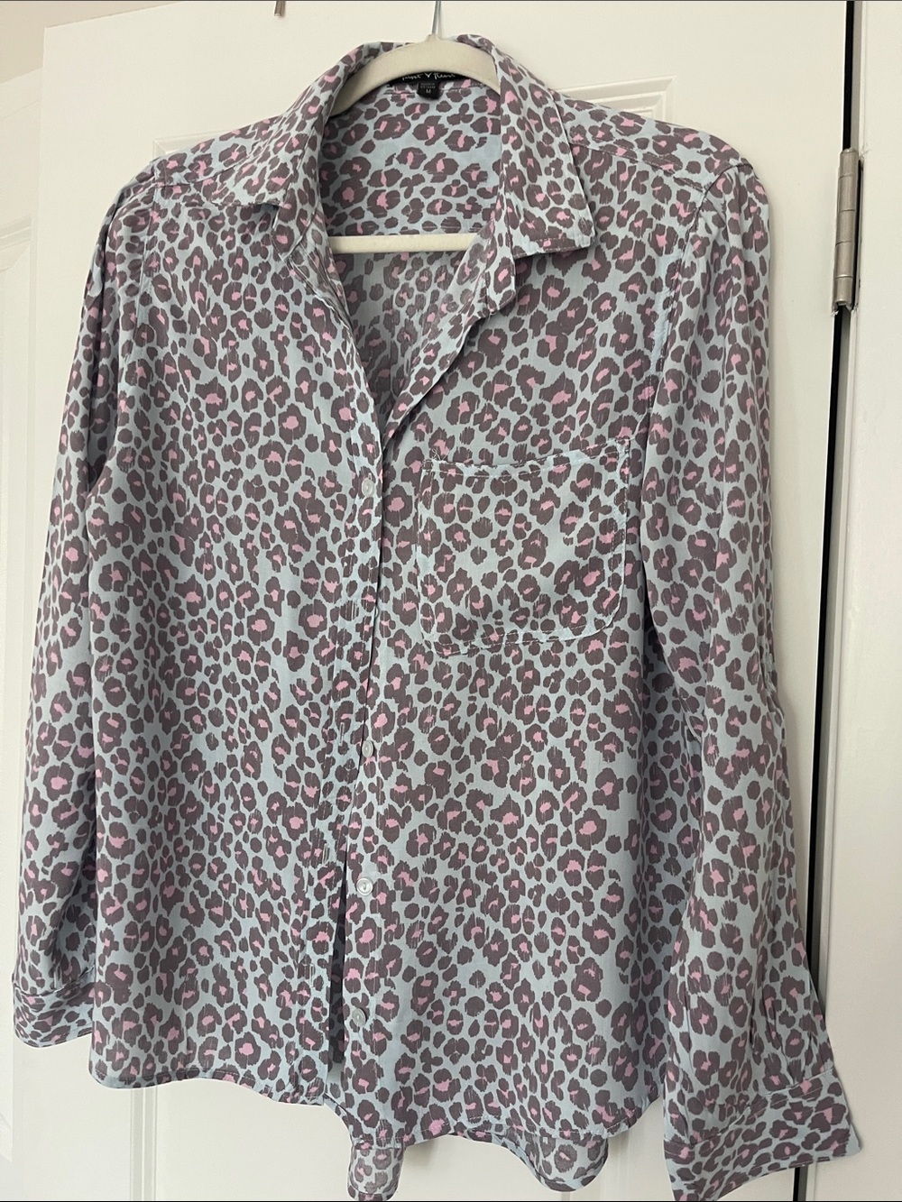 Velvet Heart Gray and Pink Leopard Print Button Down Shirt